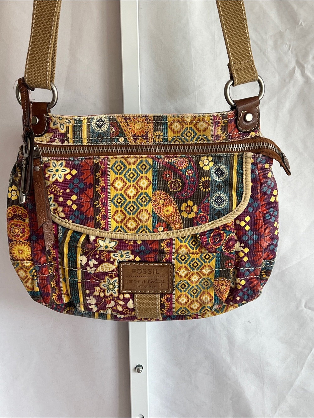 Fossil Multicolor Quilted Patchwork Crossbody Bag